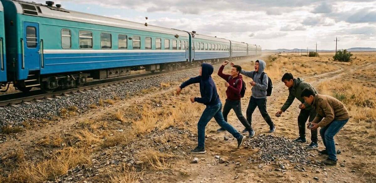 Окна в движущемся поезде побили камнями подростки в Шымкенте 