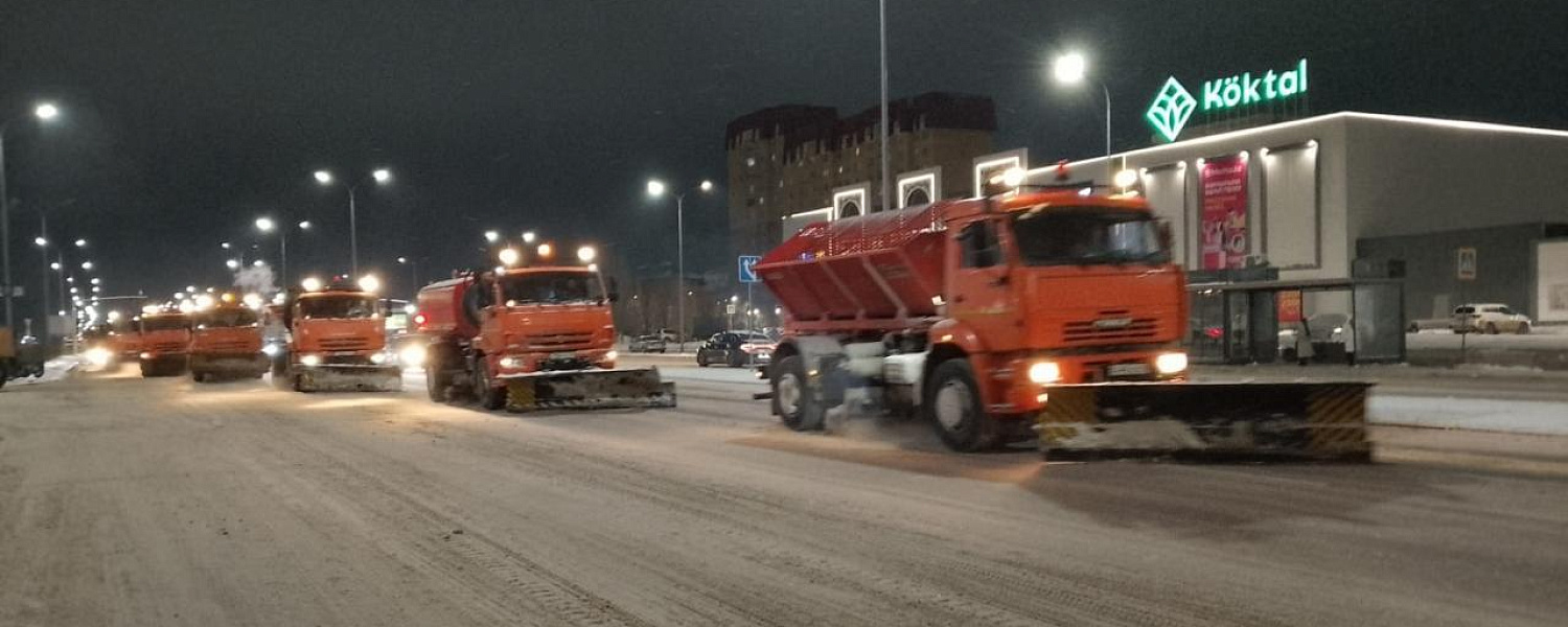 Около 2,3 тыс. грузовиков снега за одну ночь вывезли в Астане